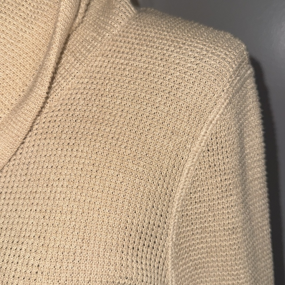 Lauren Ralph Lauren 100% Cotton Waffle Knit Cowl Neck Midi Dress SZ Petite Med - Picture 3 of 10